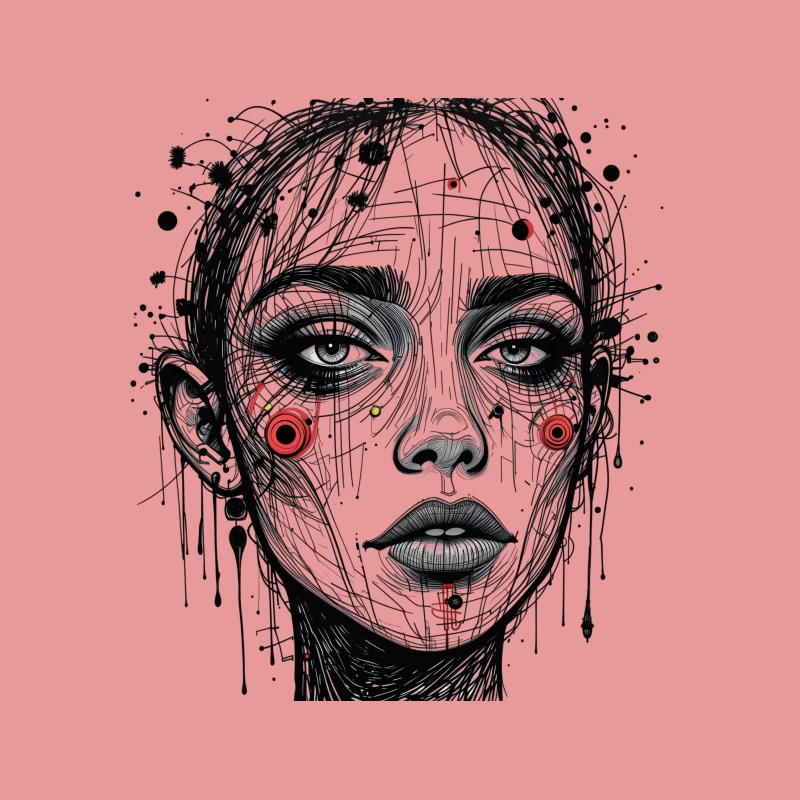Futuristic Abstract Portrait Illustration Tapestry