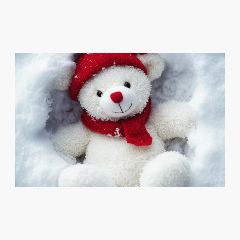 Cute Christmas Teddy Bear in Snow Travel Mug