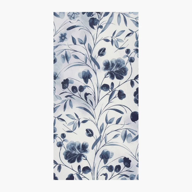 Vintage Blue and White Watercolor Floral Wallpaper Design
