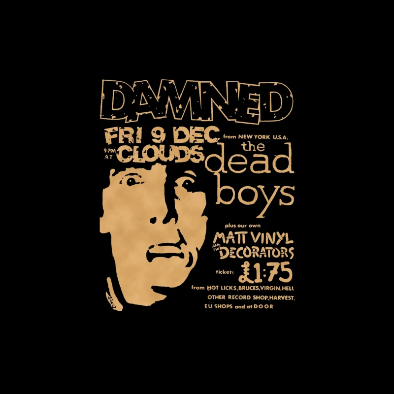 Vintage Concert Poster for The Damned with Clouds and Dead Boys - December 9th Mouse Pad