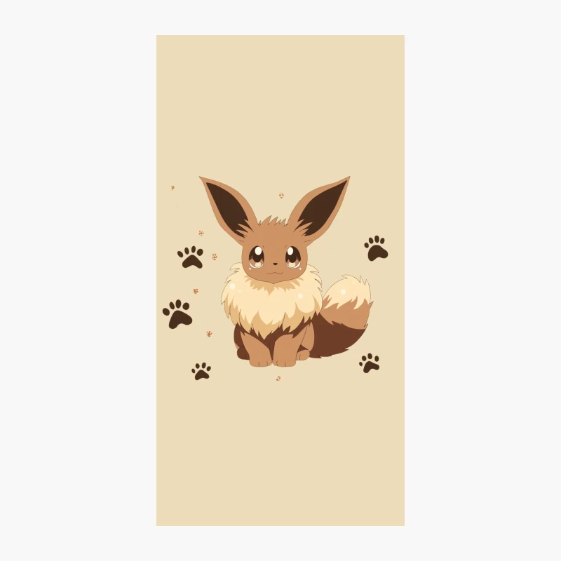 Adorable Eevee Pokemon with Paw Prints iPhone Case