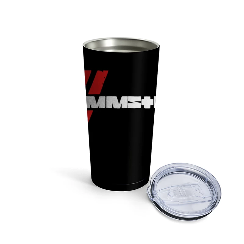 Rammstein Metal Band Logo in Red and White Travel Mug