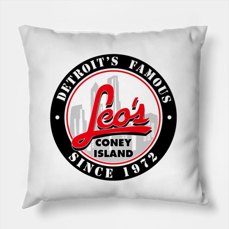 Leo's Coney Island - Detroit's Famous Restaurant Logo Since 1972 Throw Pillow