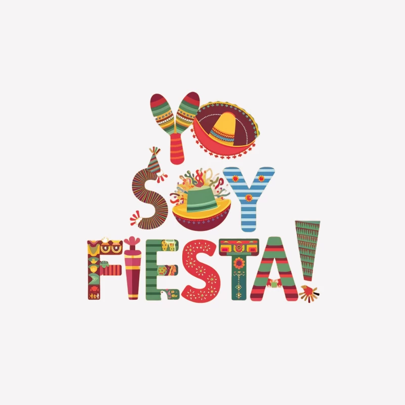 Colorful Mexican Fiesta Celebration Typography Male T-Shirt
