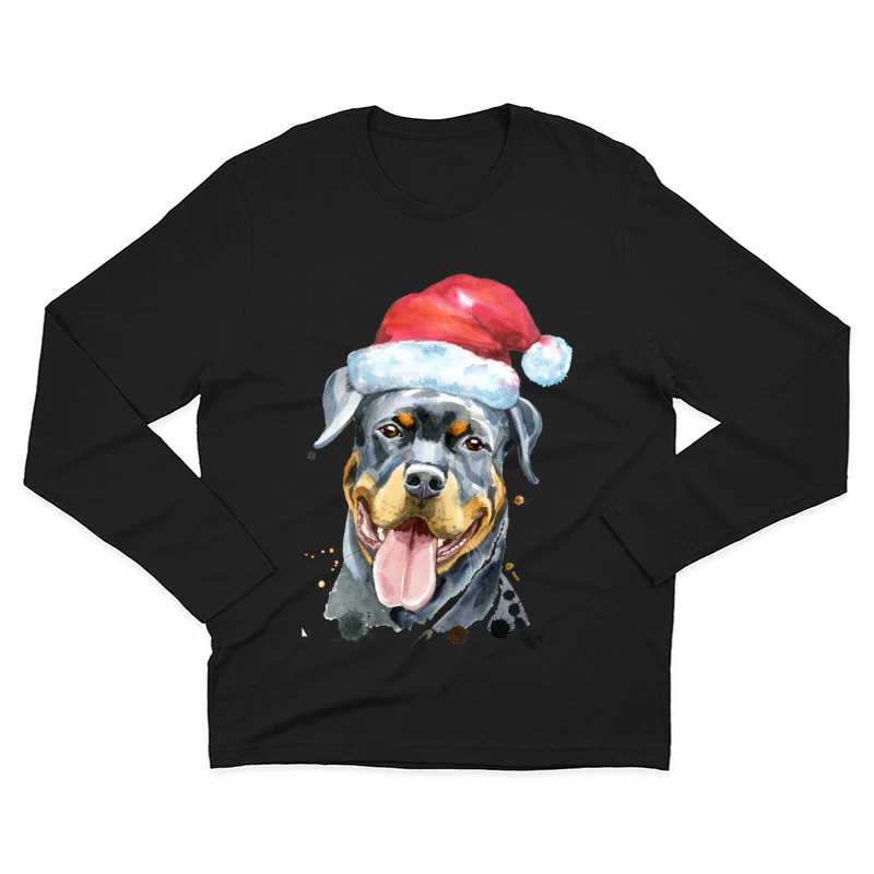 Chien avec bonnet de Noël Homme Manches Longues T-Shirt