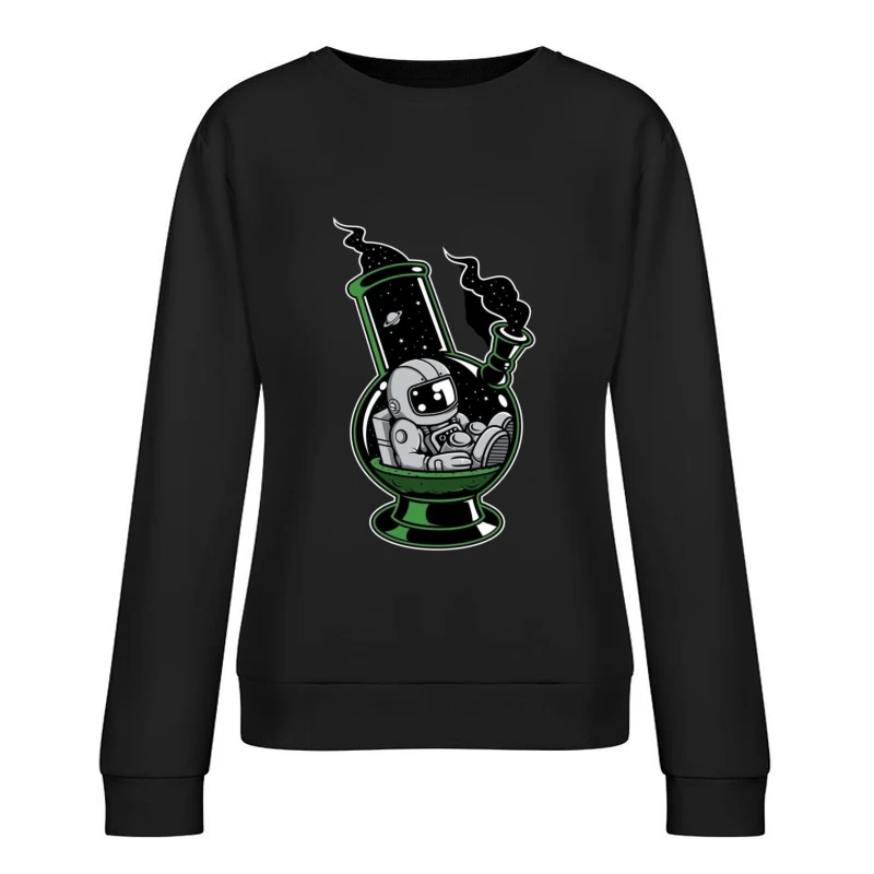 Cosmic Astronaut in a Bong Female Pullover Sweatshirt