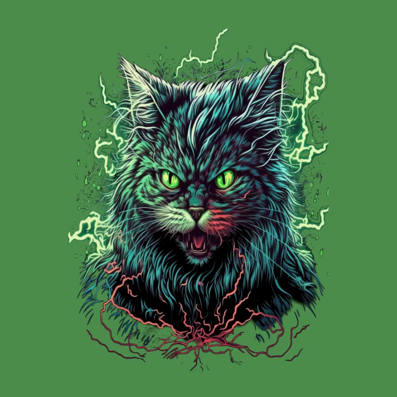 Cat fantasy art fierce green eyes supernatural dark gothic Female T-Shirt