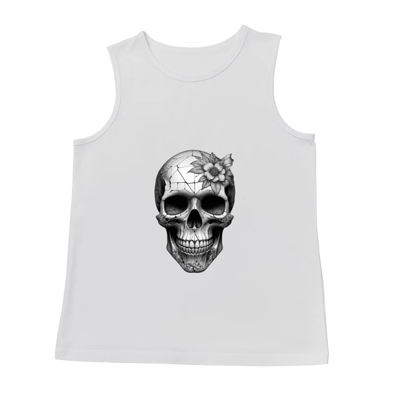Intricate Floral Skull Design Male Tank Top