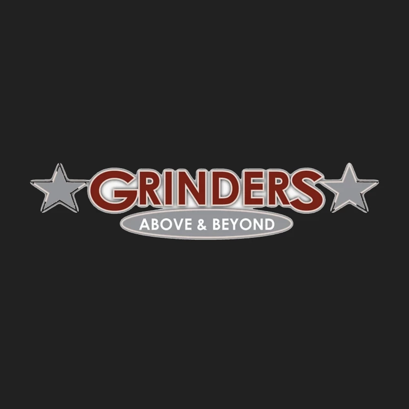 Grinders Restaurant Logo with Metallic Stars and Red Text Bucket Hat