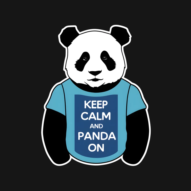 Cartoon Panda Wearing "Keep Calm and Panda On" T-shirt Mouse Pad