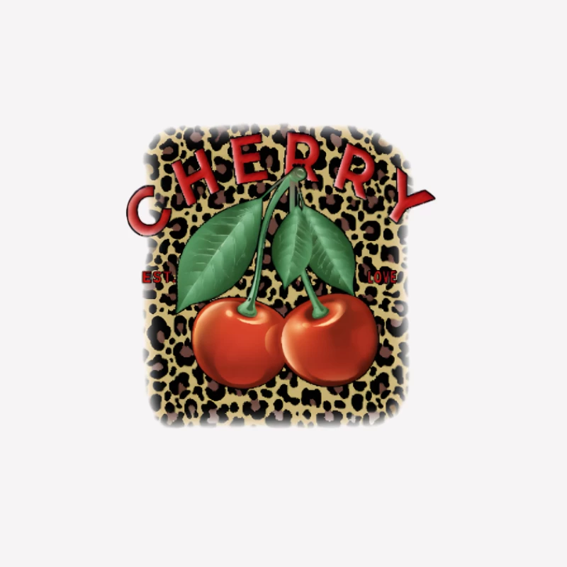 Design de cerises avec motif léopard Femme T-Shirt
