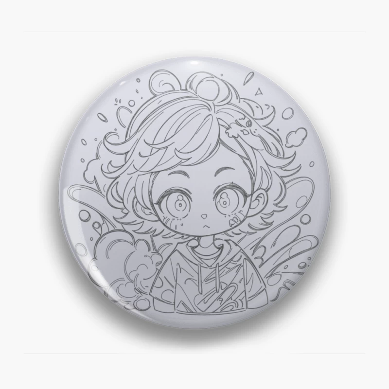 Chibi Character Surrounded by Water Pin