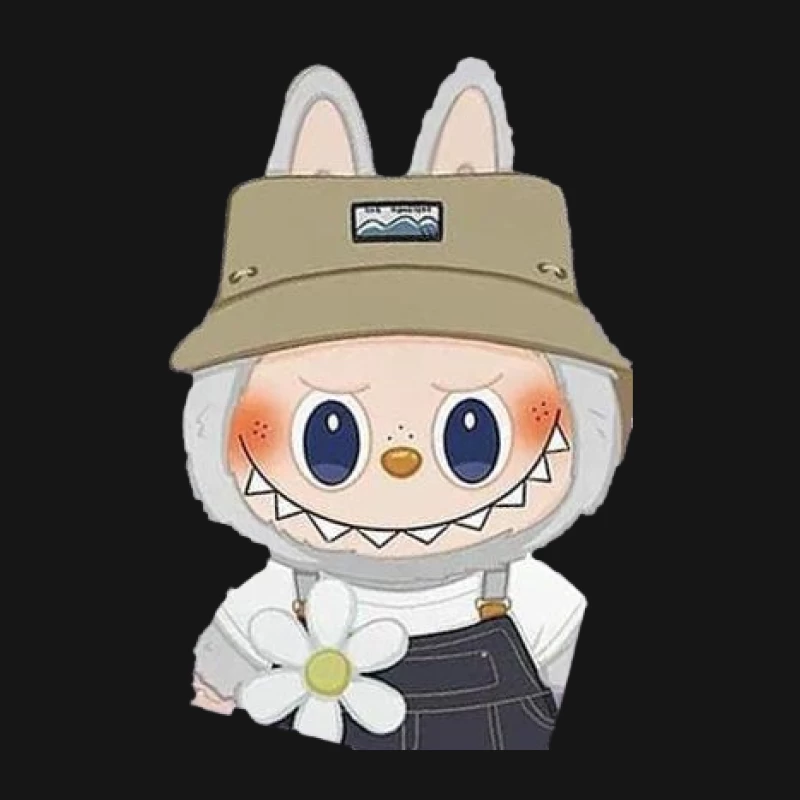 Niedlicher Cartoon-Hase mit Hut und Blume Damen Langarm T-Shirt
