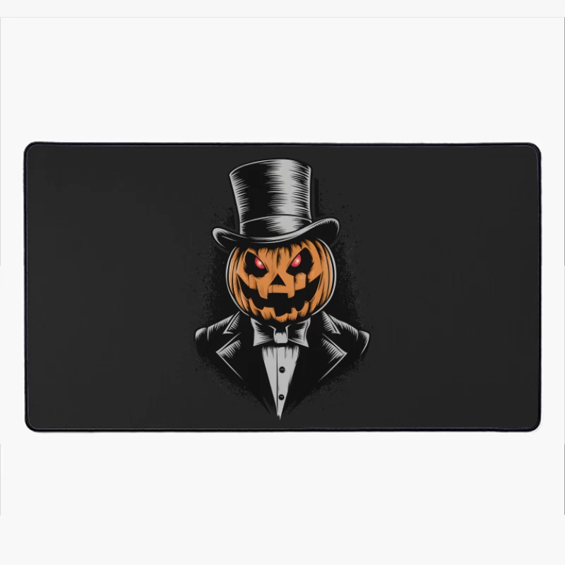 Dapper Jack-o'-Lantern: A Spooky Halloween Illustration Desk Mat