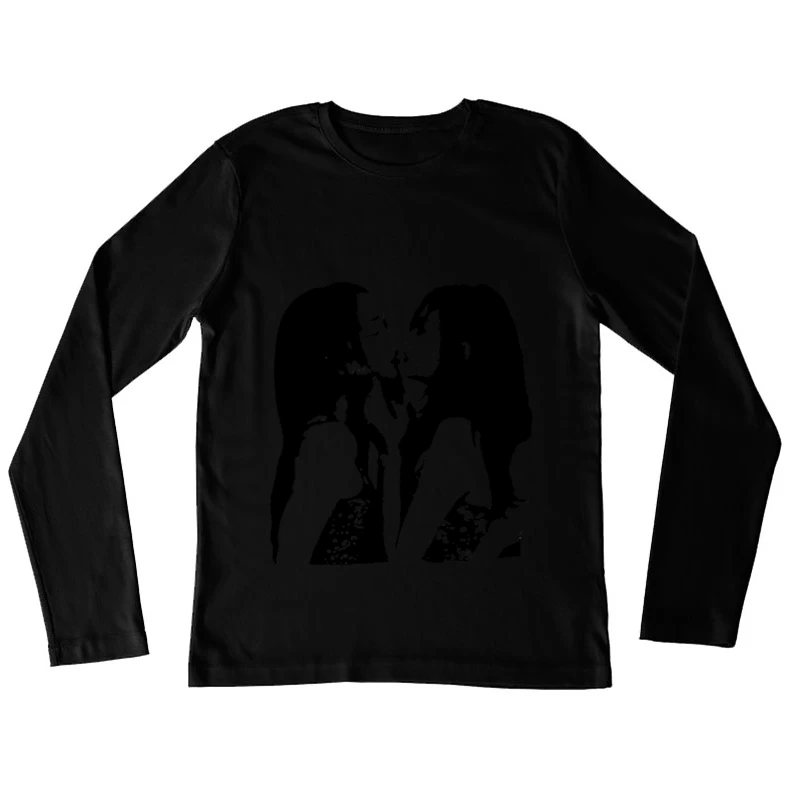 Silhouette eines Paares Damen Langarm T-Shirt