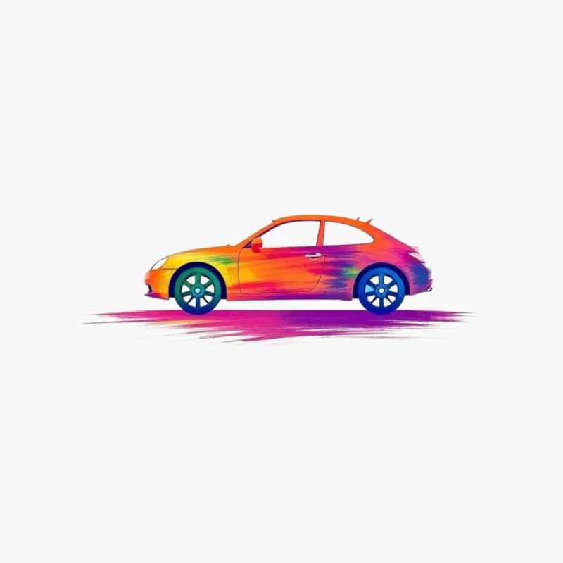 Artistic Side View of a Colorful Car Cotton Tote Bag