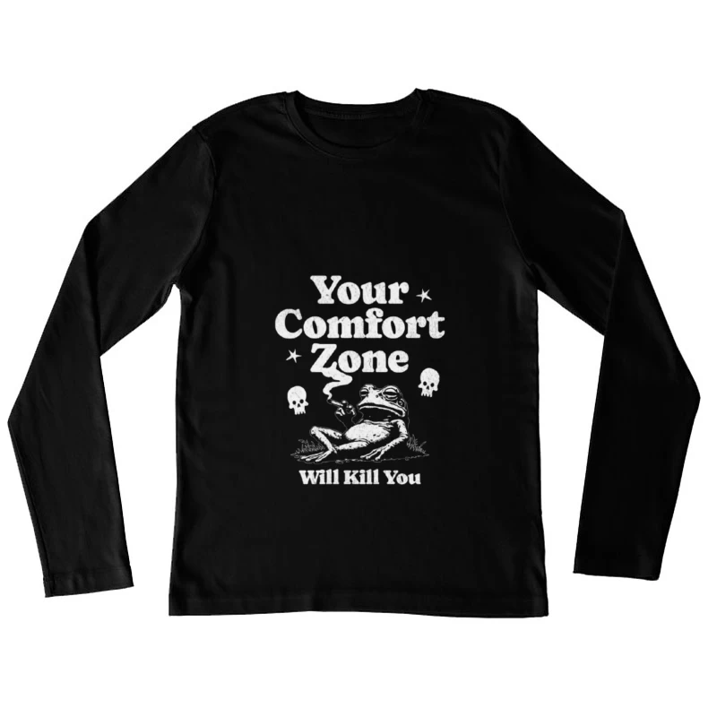 Comfort Zone Typography with Playful Dinosaur Design Female Long Sleeve T-Shirt