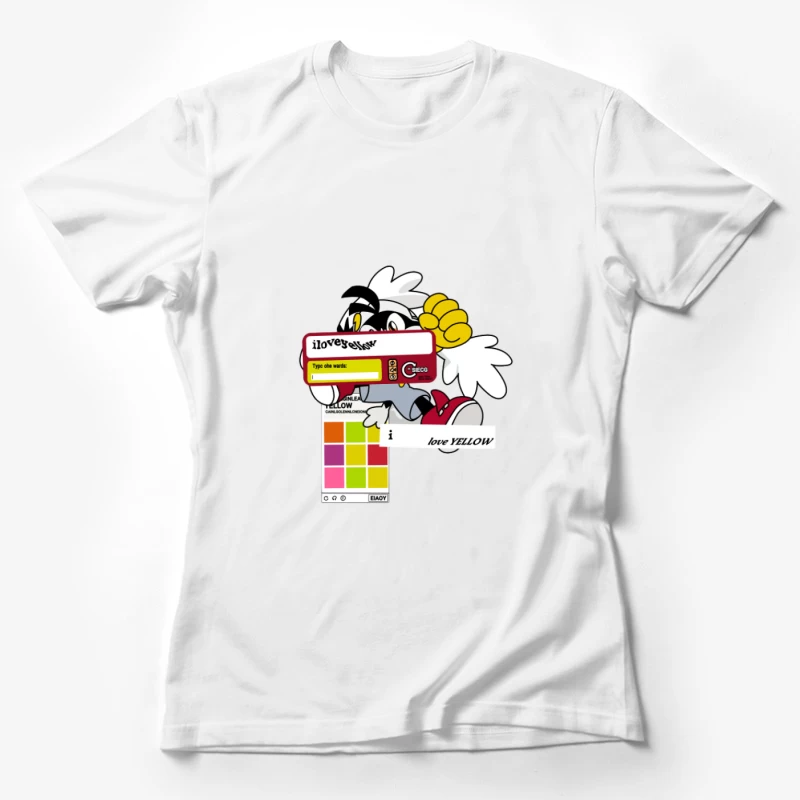 Amour du jaune et design de bande dessinée Femme T-Shirt