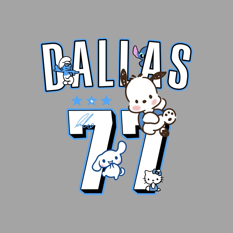 Lustige Zeichentrickfiguren mit Dallas-Thema Herren T-Shirt