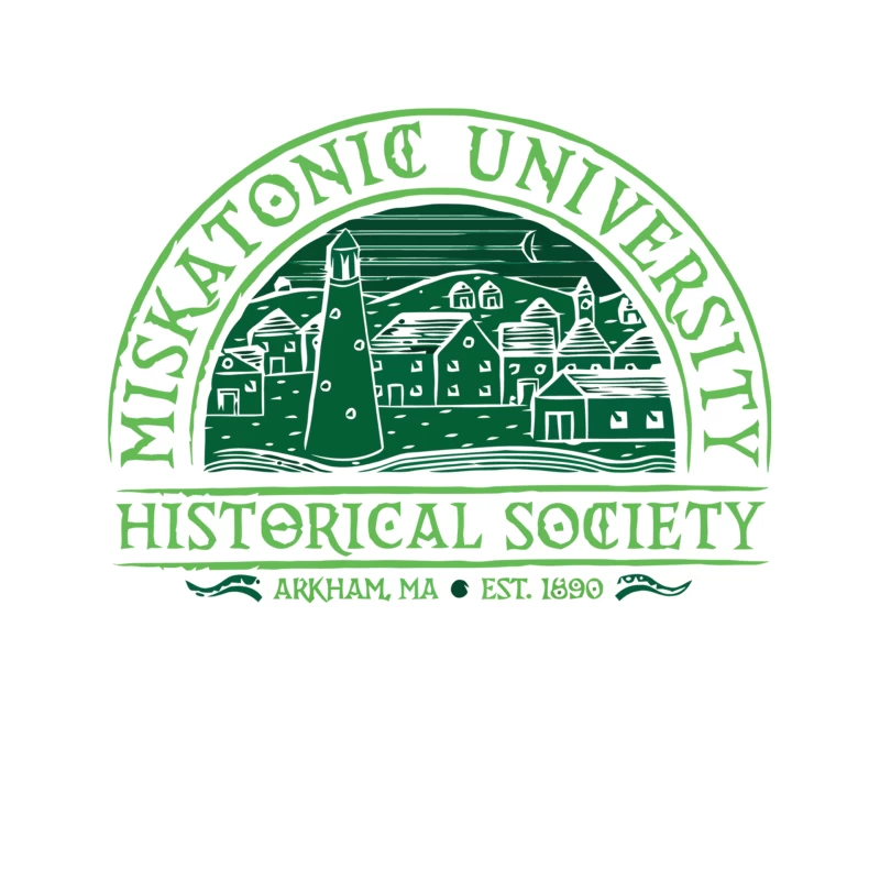 Miskatonic University Historical Society Logo: Arkham's Green Circular Emblem Tapestry