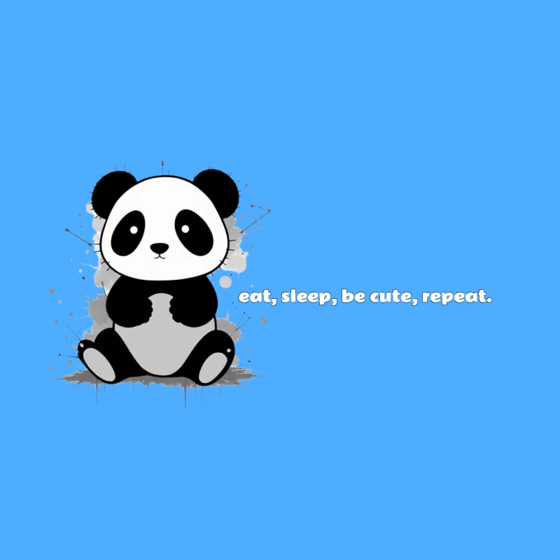 Cute Panda Illustration Desk Mat