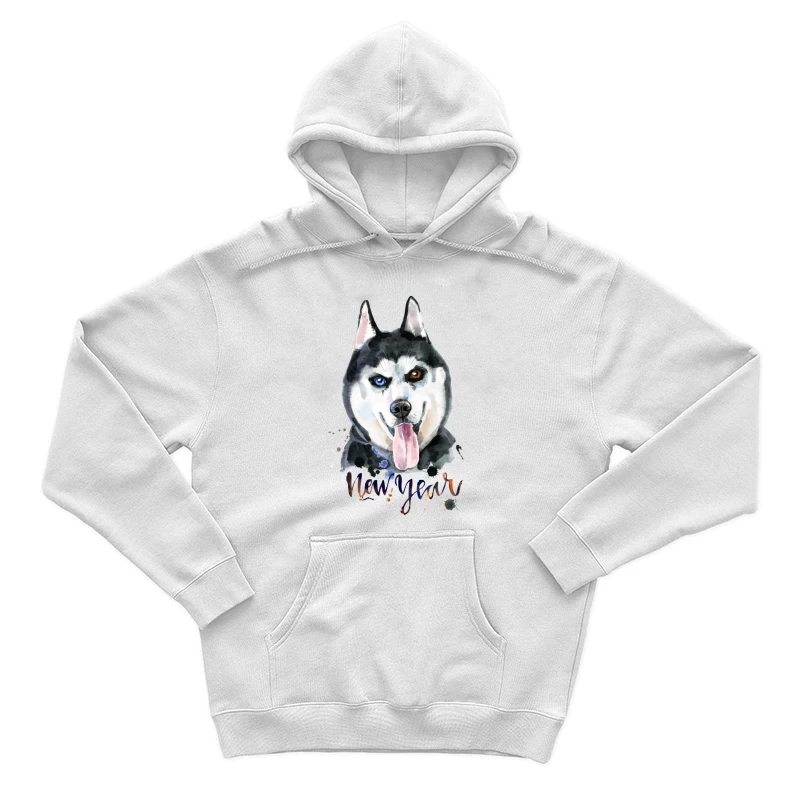 Illustration de chien Husky pour le Nouvel An Homme Sweat à capuche