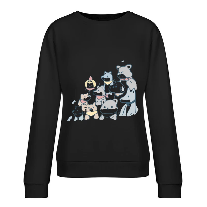 Bunte Hundegruppe mit Schals Damen Pullover Sweatshirt