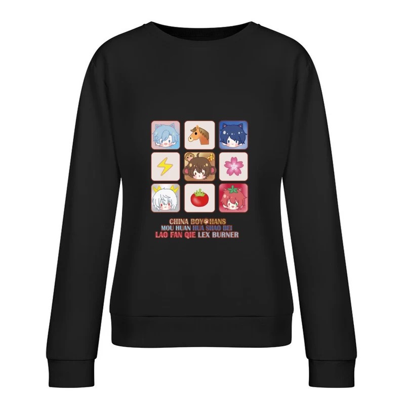 Niedliche Avatare und Symbole Damen Pullover Sweatshirt