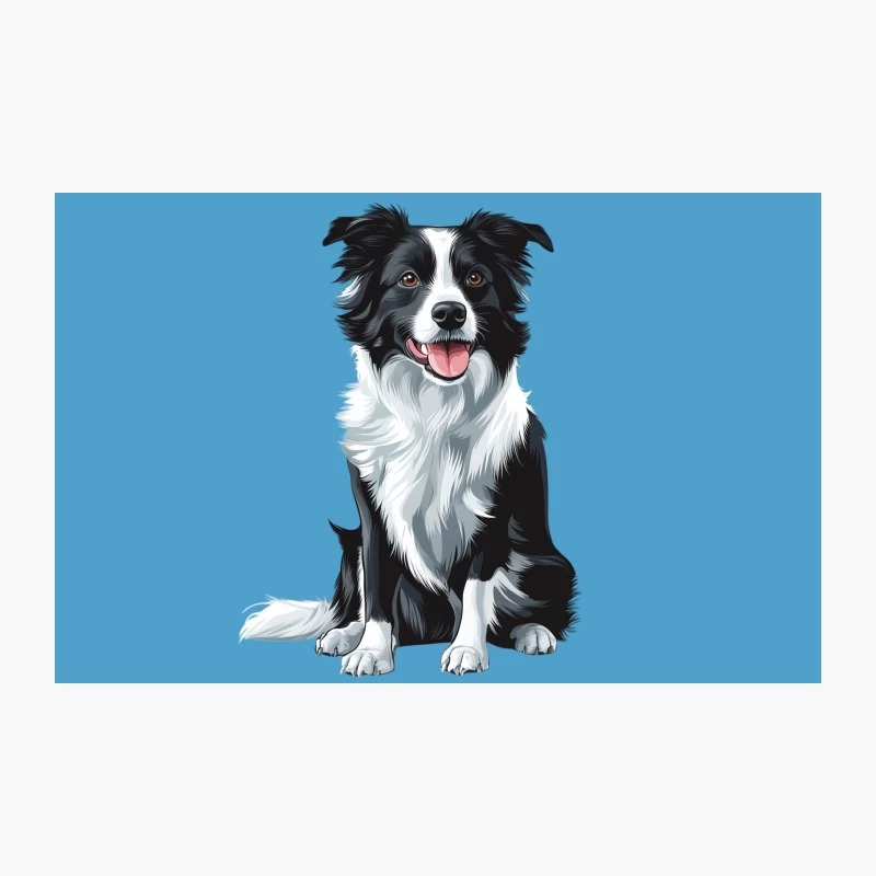 Cheerful Black and White Border Collie in Cartoon Style Travel Mug
