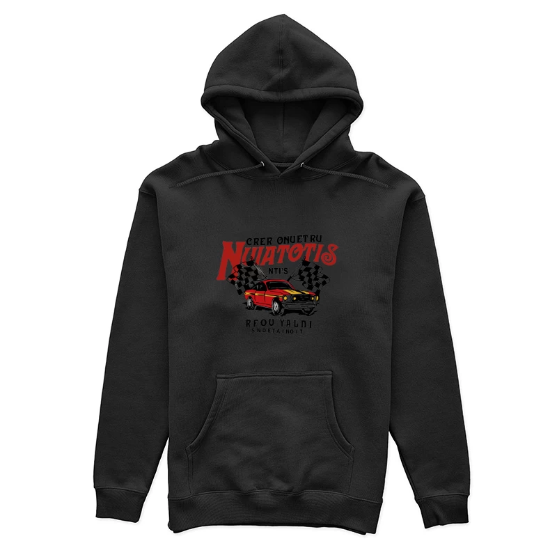 Klassisches Auto mit Rennflaggen Damen Pullover Hoodie