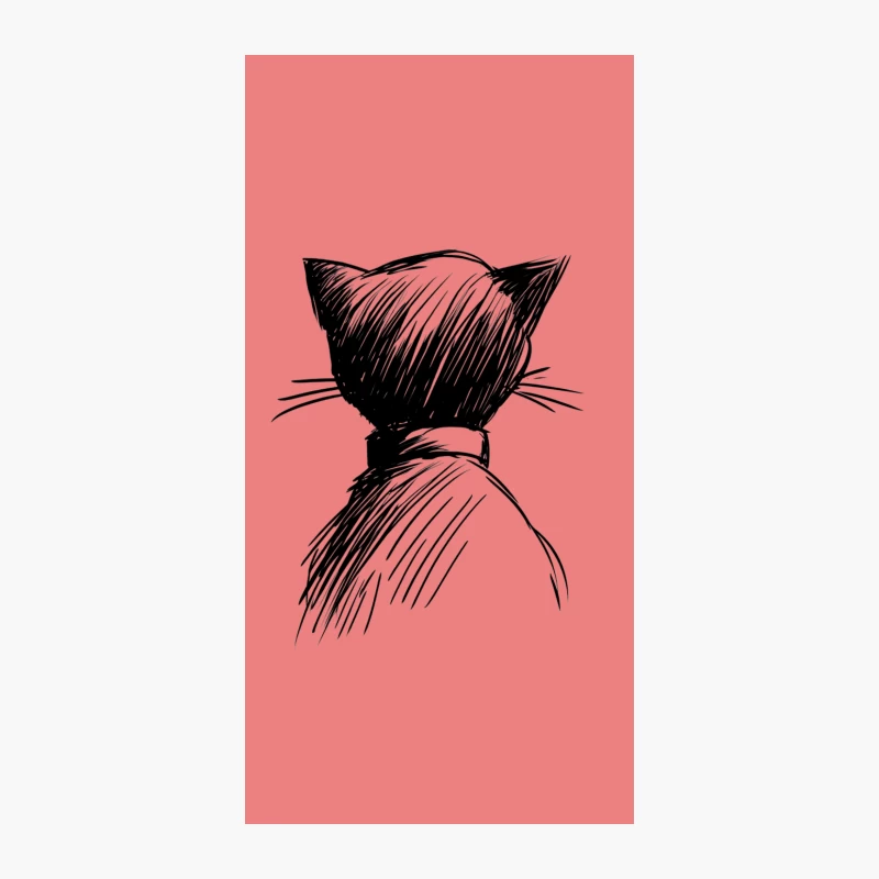 Minimalist Black and White Sketch of Cat with Collar iPhone Case