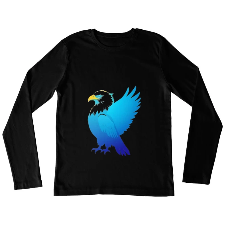 Majestic Blue Gradient Eagle Illustration Female Long Sleeve T-Shirt