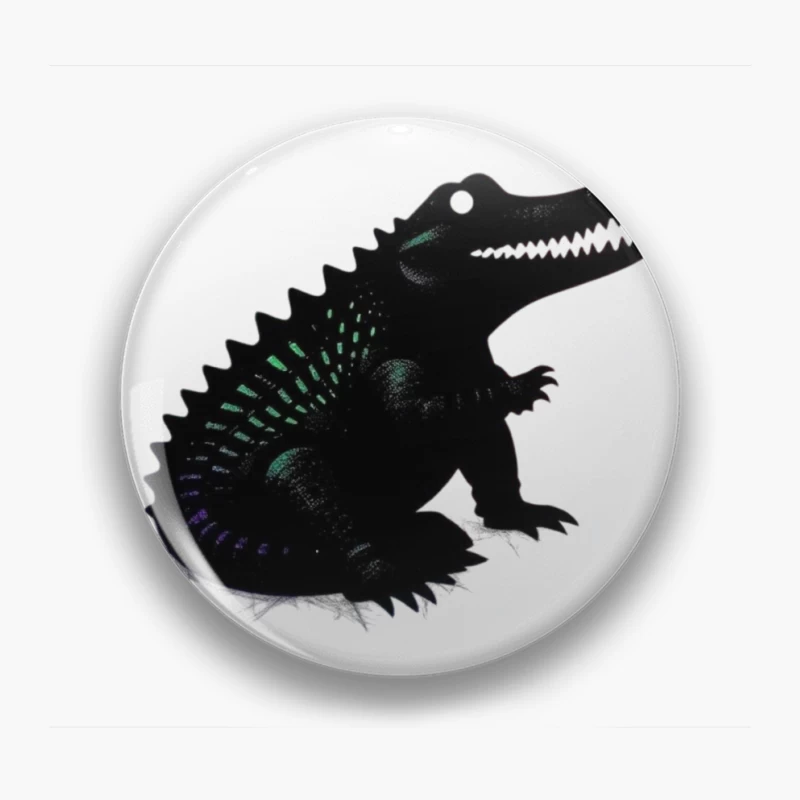 Cute Black Alligator Silhouette with Iridescent Details Pin