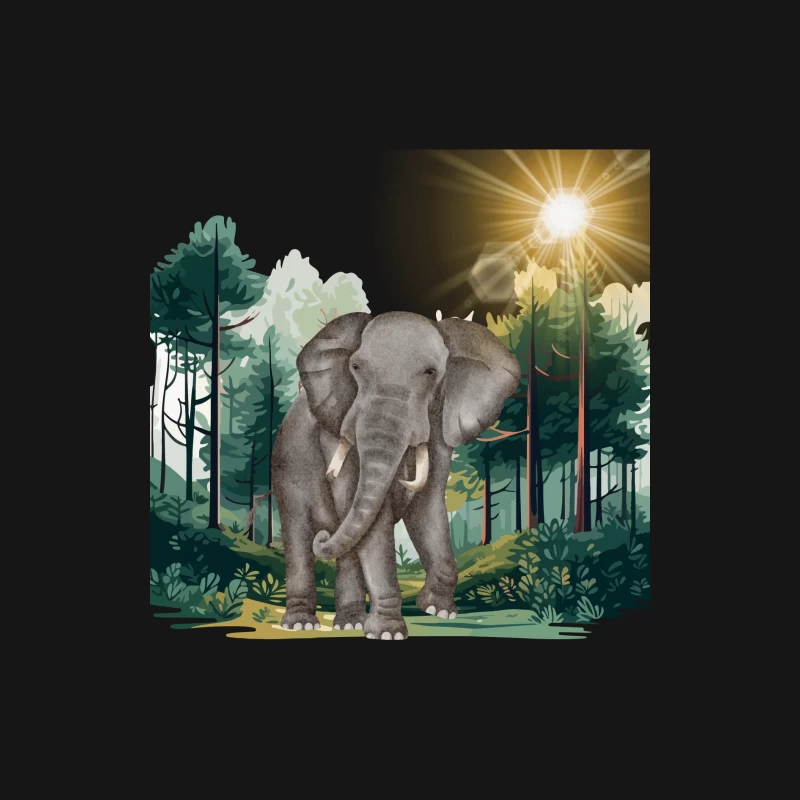 Majestic Elephant Walking in Tropical Forest Female Long Sleeve T-Shirt