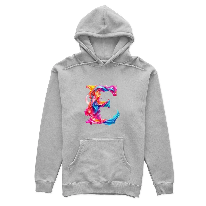 Vibrant Liquid Rainbow Letter E Design Female Pullover Hoodie