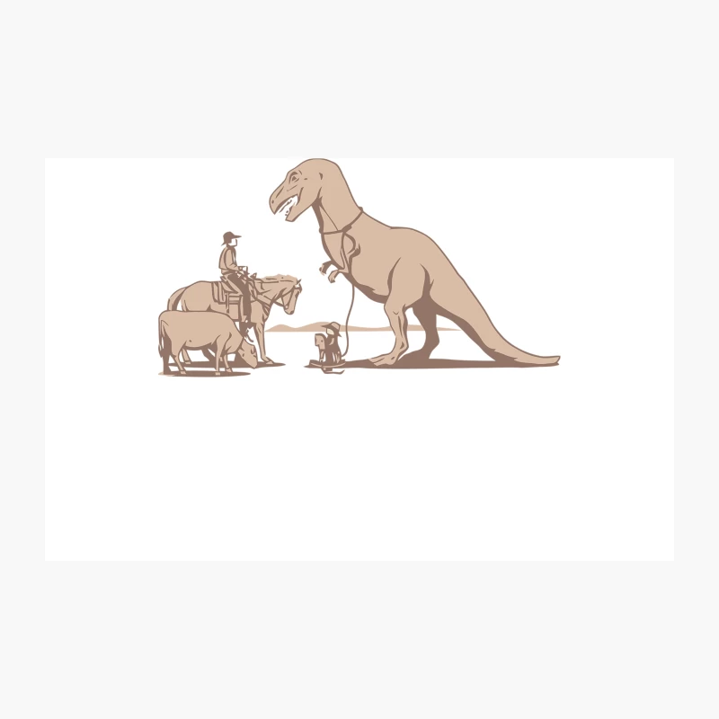 Prehistoric Meets Wild West: Cowboy Encounters Dinosaur Travel Mug