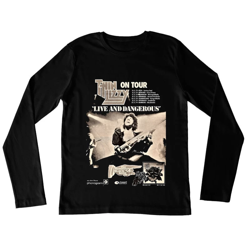 Vintage Thin Lizzy "Live and Dangerous" Tour Concert Poster Female Long Sleeve T-Shirt