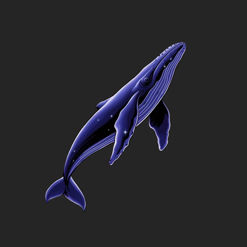 Artistic Blue Whale Under Starry Ocean Female Pullover Sweatshirt