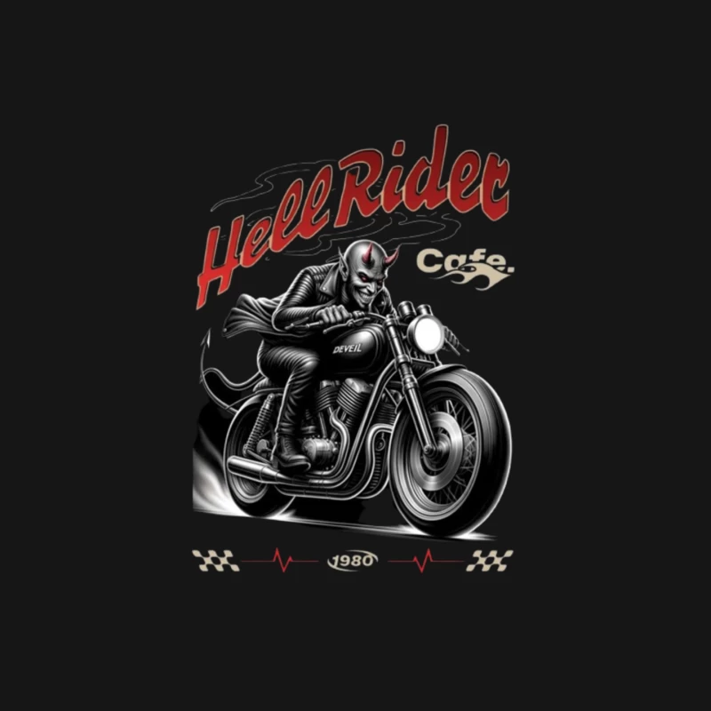 Hell Rider Vintage Cafe Racer Devil Motorcycle Art Mouse Pad