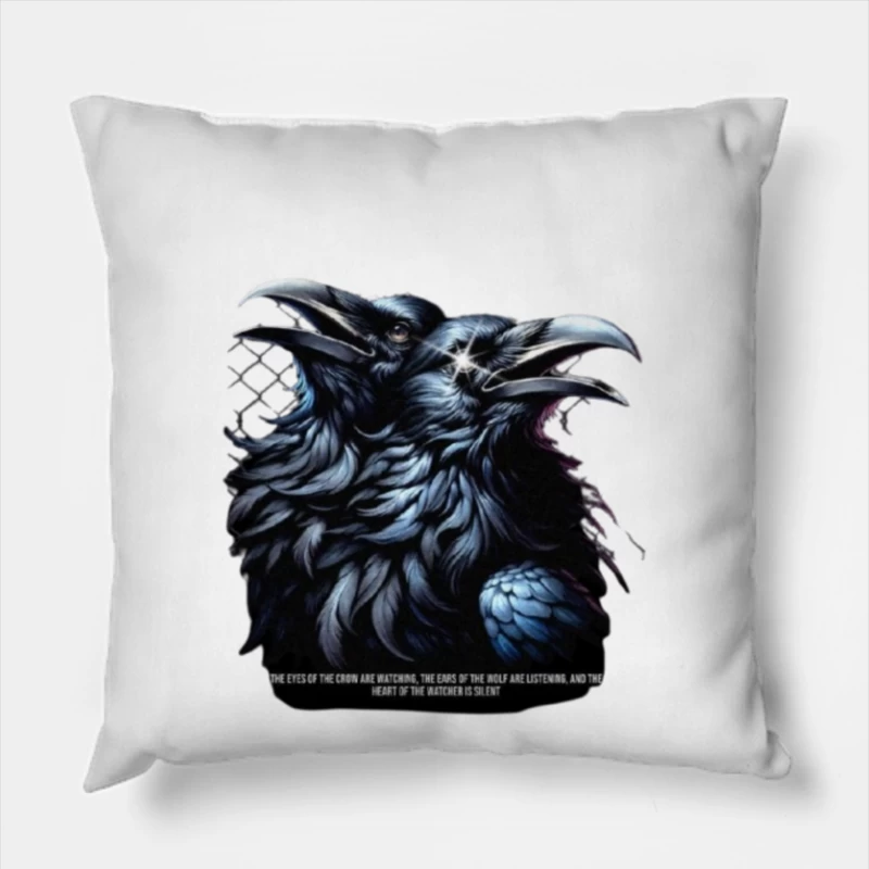 Gothic Raven Art with Game of Thrones Quote Throw Pillow