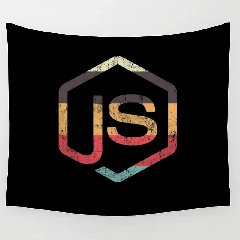 Vintage JavaScript Hexagonal Logo Design Tapestry