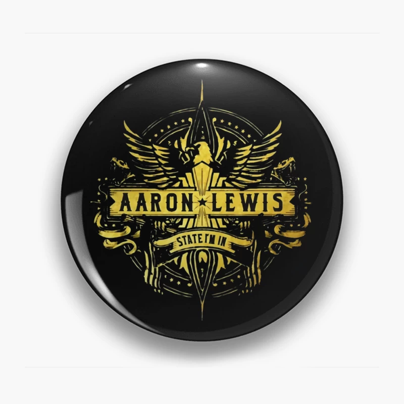 Aaron Lewis State I'm In - Golden Wings Logo Design Pin