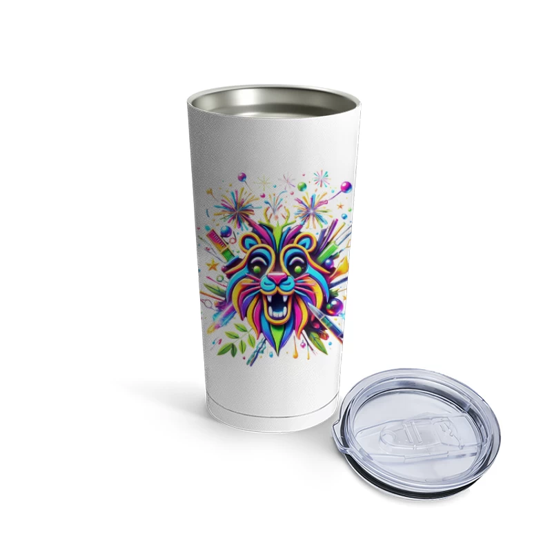 Lion abstract line face Travel Mug