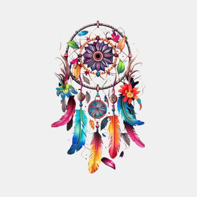 Colorful Dreamcatcher with Feathers and Flowers Male Tank Top