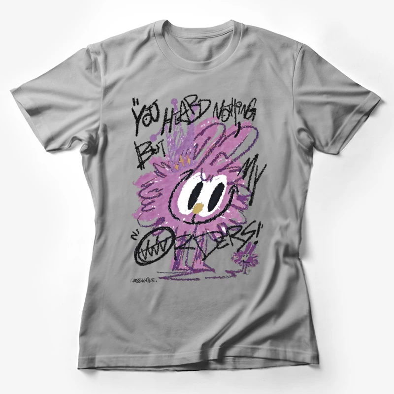 Niedliches lila Zeichencartoon mit Blume Damen T-Shirt