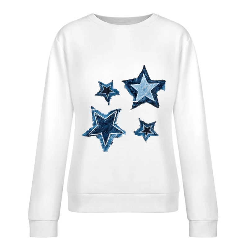 Blaue Sterne im künstlerischen Stil Damen Pullover Sweatshirt