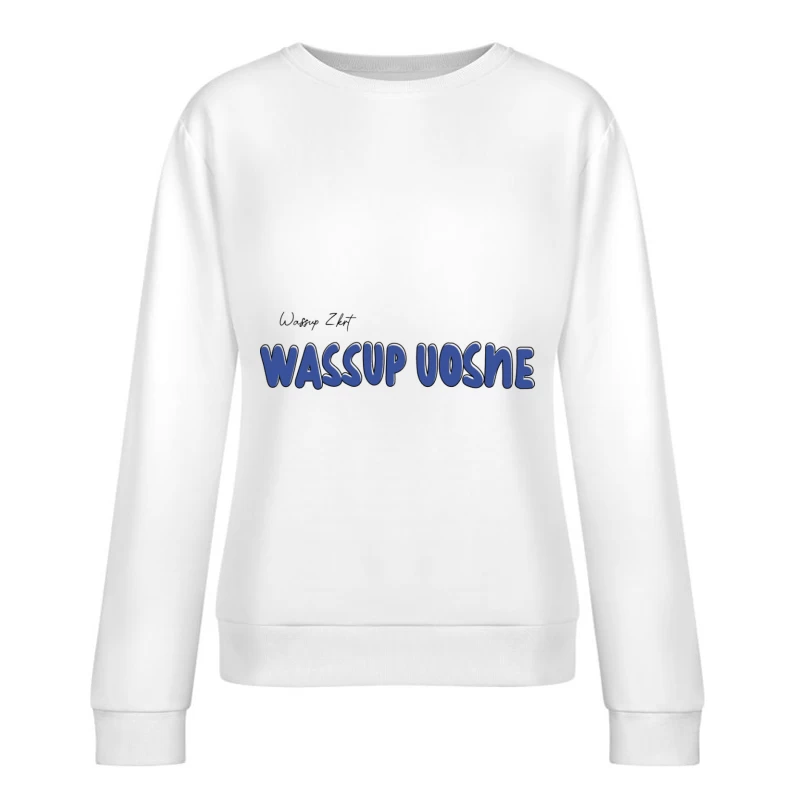 Moderne Schrift auf Blau Damen Pullover Sweatshirt