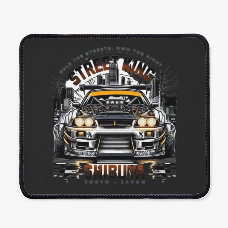 Street King: Modified Toyota Supra in Shibuya Night Scene Mouse Pad