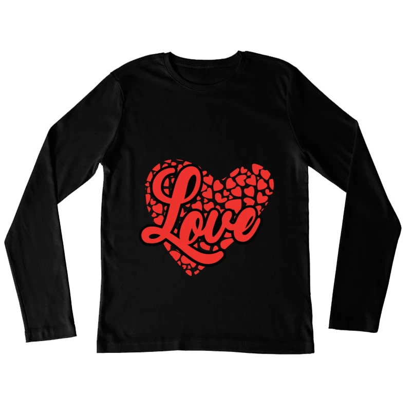 Motif d'amour rouge avec cœur Femme Manches Longues T-Shirt
