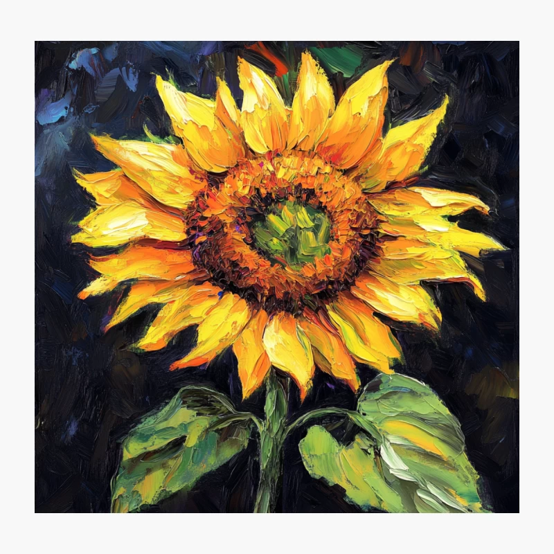 Vibrant Sunflower Oil Painting: A Colorful Floral Artwork Throw Pillow